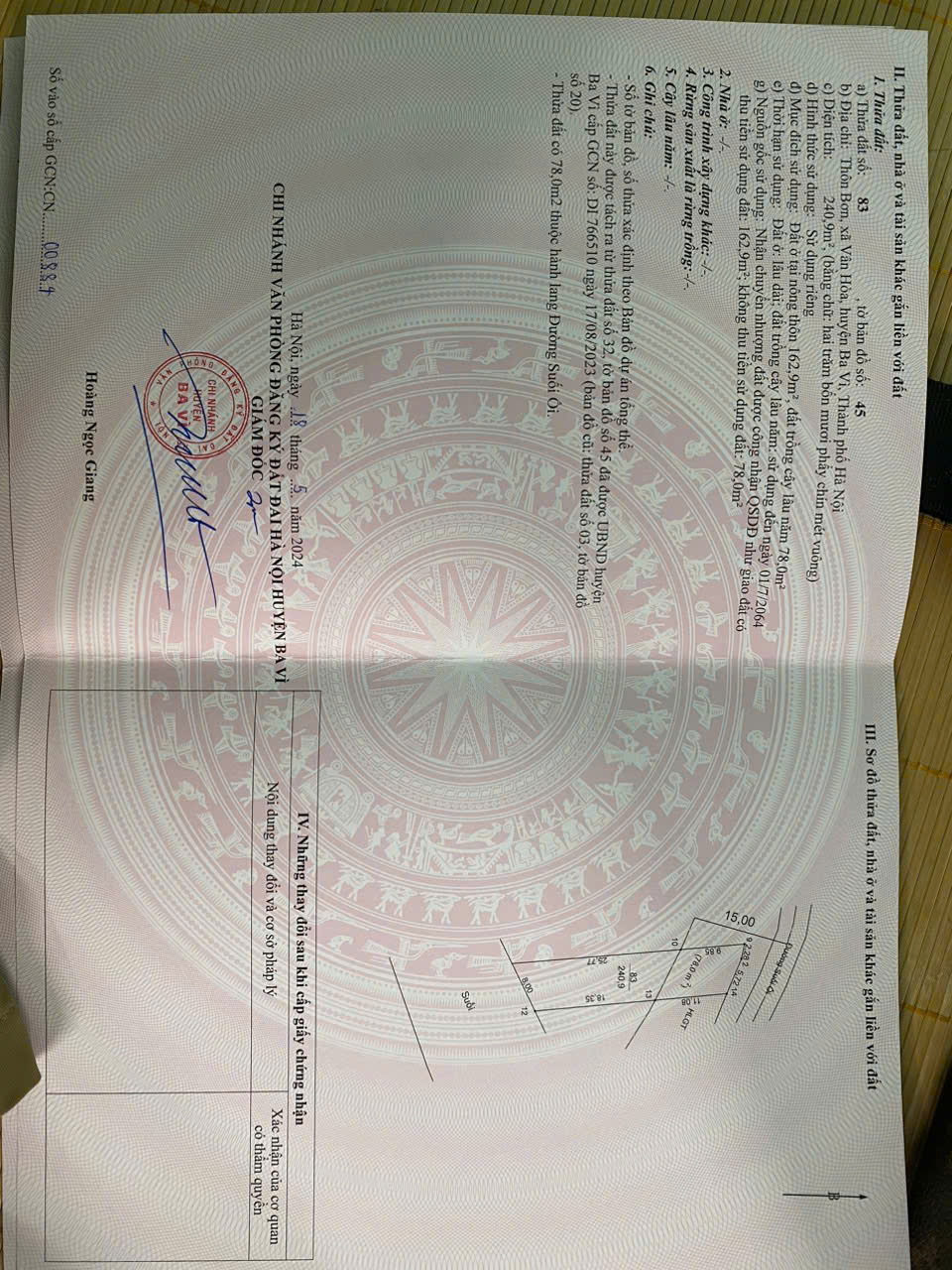 241 m2 đất mặt tiền xã Vân Hòa giá 2,2 tỷ