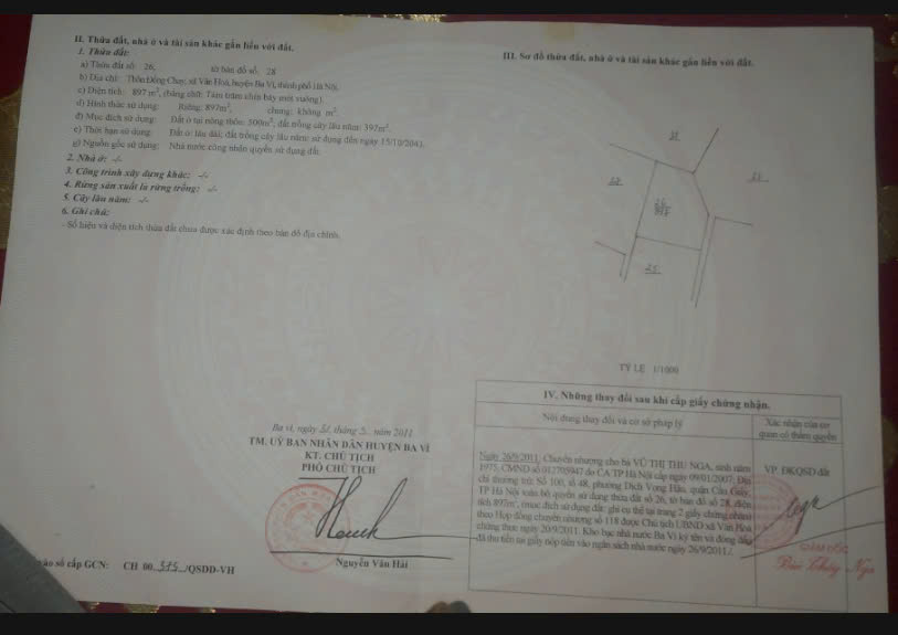 lô đất 900m2 có 500m2 thổ cư rất gần DT87