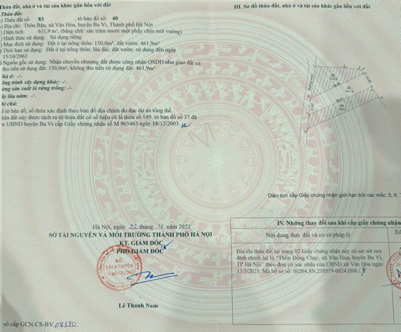 bán căn nhà vườn 612m2 cách DT84 700m