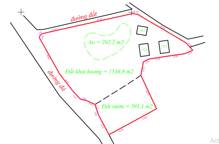 662m2 Dt thực tế 1929m2 có ao view rất thoáng, giá 7.5 tỷ
