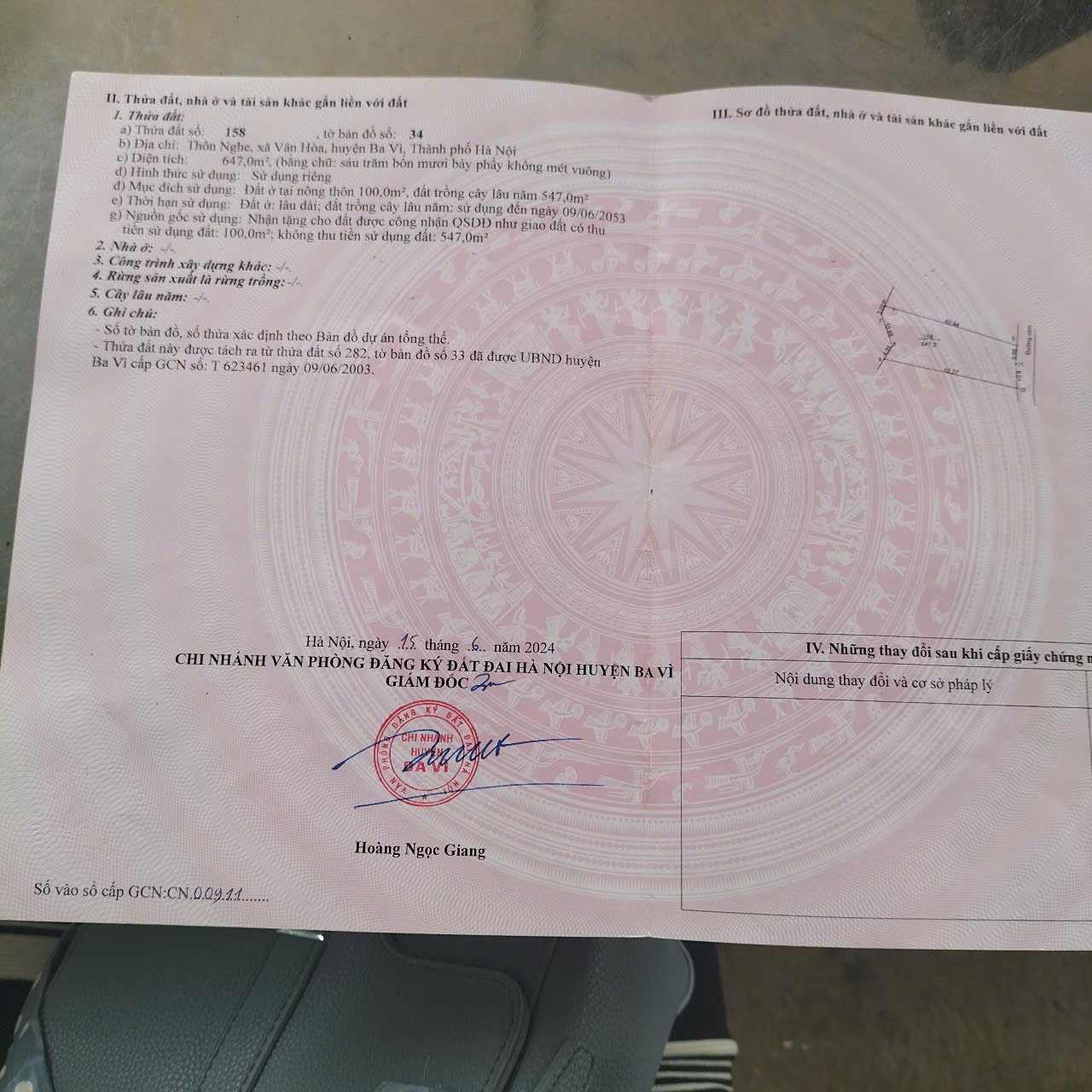 bán lô 647m2 thôn Nghe xã Vân Hòa  gần du lịch Long Việt