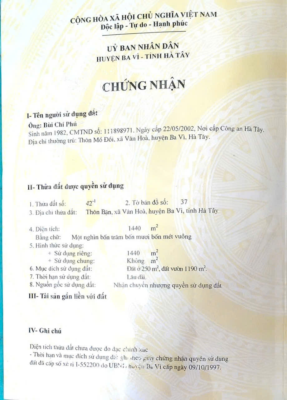 1440m2 có nhà mái thái giá 7,2 tỷ