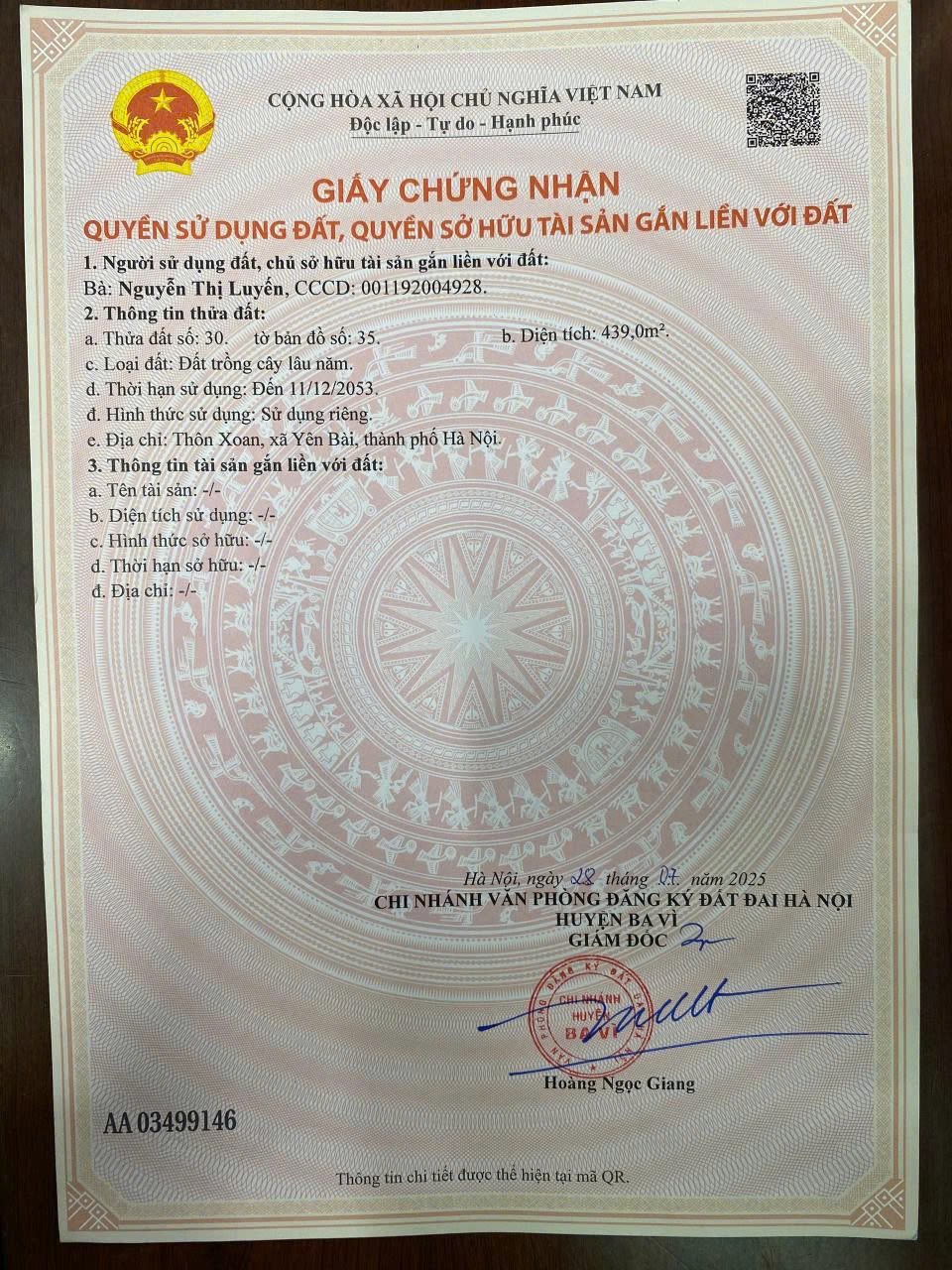 439m2 full thổ cư, ngõ thông gần du lịch Long Việt